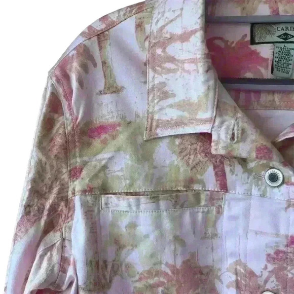 Caribbean Joe Women's Floral Jacket L Multicolor Button Casual Spring - Picture 3 of 9